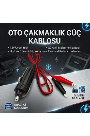 Powermaster Pm-7799 Krokodil Uçlu Araç Çakmak Fişi 1 Metre Kablolu