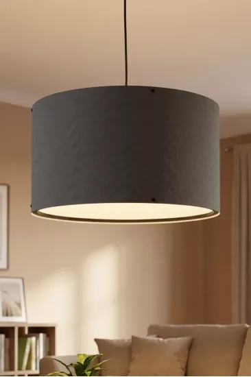 Antrasit Gri Kumaş Başlıklı Sarkıt Avize 35 Cm Antrasit Gri Kumaş Başlıklı Sarkıt Avize 35 Cm