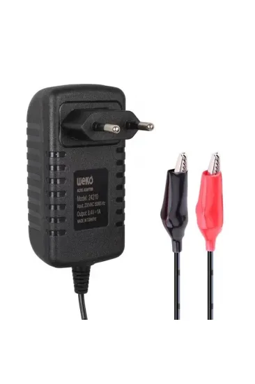Weko 7.2 Volt - 1 Amper Krokodil Uçlu Priz Tipi Yerli Üretim Akü Şarj Adaptörü