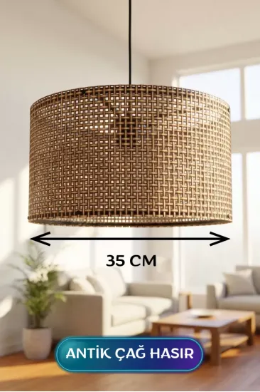 Antik Çağ Hasır Kumaş Başlıklı Sarkıt Avize 35 Cm Antik Çağ Hasır Kumaş Başlıklı Sarkıt Avize 35 Cm