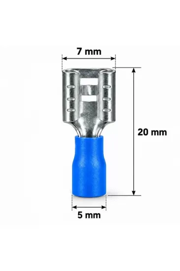 Powermaster Pm-39057 1,5-2,5mm2 Kesit 20x7x5mm Soket Mavi İzoleli Kablo Pabucu (100'lü Paket)