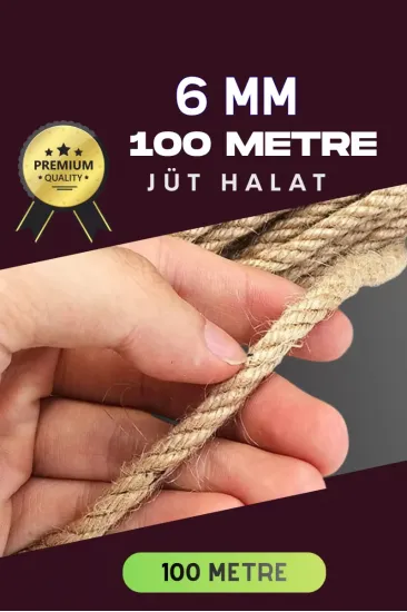 6 Mm 100 Metre Jüt Halat Dekoratif Hasır İp Urgan Süs