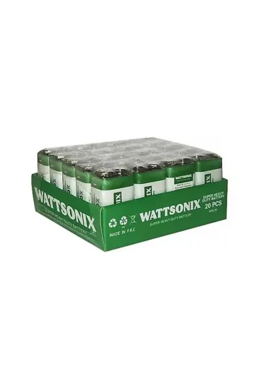 Wattsonix Çinko Karbon 6f22 9 Volt Pil (20'li Paket) Wattsonix Çinko Karbon 6f22 9 Volt Pil (20'li Paket)