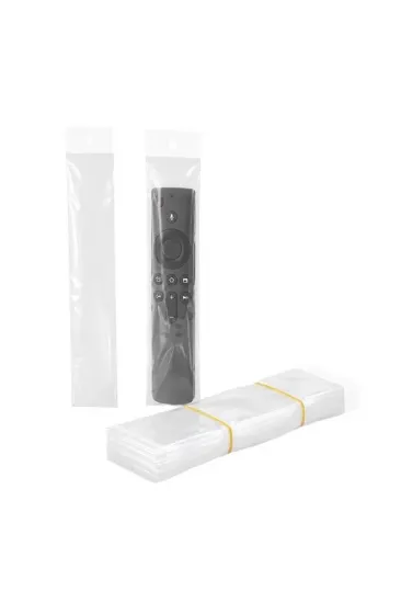 Hey Şeffaf Askılı 25 Cm * 5 Cm Kumanda Poşeti (100'lü Paket)