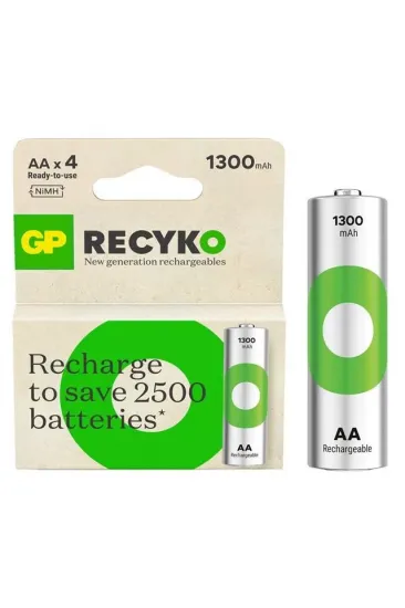 Gp Recyko 1300 Nı-mh R6 Şarjlı Aa 4'lü Kalem Pil Gp Recyko 1300 Nı-mh R6 Şarjlı Aa 4'lü Kalem Pil