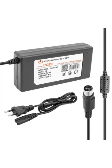 Powermaster Pm-17039 24 Volt - 3 Amper - 72 Watt 3 Pinli Plastik Kasa Masaüstü Printer Adaptör Powermaster Pm-17039 24 Volt - 3 Amper - 72 Watt 3 Pinli Plastik Kasa Masaüstü Printer Adaptör