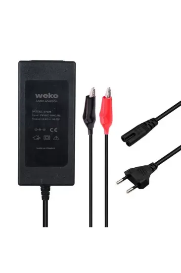 Weko 12.6 Volt - 3 Amper Krokodil Uçlu Ledli Yerli Üretim Masaüstü Şarj Adaptörü