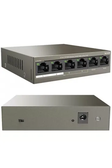 Tenda Tef1106p 2 X Uplink + 4 Port Poe Ethernet Switch 63 Watt