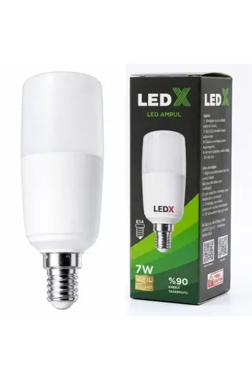 Ledx Al-cll 7 Watt E14 Duylu Soğuk Beyaz Silindirik Tasarım Led Ampul Ledx Al-cll 7 Watt E14 Duylu Soğuk Beyaz Silindirik Tasarım Led Ampul