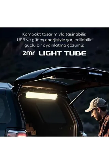Zmr Zmr-385 Katlanır Şişirilebilir Beyaz Ledli Aydınlatma Tüpü Usb Ve Güneş Enerjisi Şarjlı Armatür
