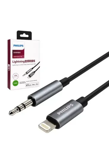 Philips Swr1504c/93 1.2 Metre Lightning 2.5mm İnce Stereo Ses Kablosu - Mfi Örgülü Tasarım Philips Swr1504c/93 1.2 Metre Lightning 2.5mm İnce Stereo Ses Kablosu - Mfi Örgülü Tasarım