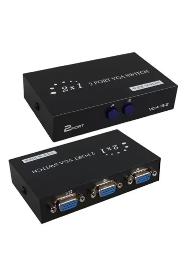 Powermaster Pm-4263 2 Port Giriş 1 Çıkış Manuel Vga Splitter Toplayıcı Switch (2 Pc 1 Ekran)