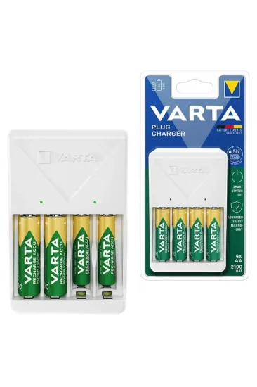 Varta Plug Aa/aaa Kalem Pil Şarj Cihazı Aleti - 4 Adet 2100mah Aa Hr6 Nı-mh Şarj Edilebilir Pil Hediyeli Varta Plug Aa/aaa Kalem Pil Şarj Cihazı Aleti - 4 Adet 2100mah Aa Hr6 Nı-mh Şarj Edilebilir Pil Hediyeli