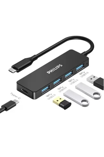 Philips Swr1603g/93 Siyah 20 Cm Kablolu Type-c To 4xusb 3.0 Çoklayıcı Philips Swr1603g/93 Siyah 20 Cm Kablolu Type-c To 4xusb 3.0 Çoklayıcı