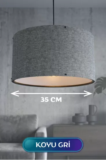 Koyu Gri Kumaş Başlıklı Sarkıt Avize 35 Cm Koyu Gri Kumaş Başlıklı Sarkıt Avize 35 Cm