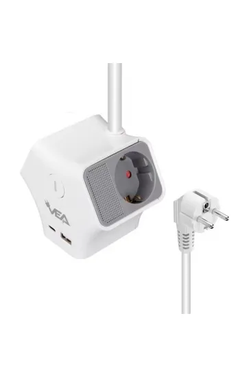 Vea Ve-g903yc 3'lü Usb+ Type-c Girişli Anahtarlı 1.5 Metre Grup Priz