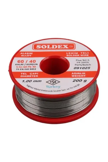 Soldex 1.00mm Kalın 200 Gram Kalın Lehim Teli Sn60 Pb40 Soldex 1.00mm Kalın 200 Gram Kalın Lehim Teli Sn60 Pb40