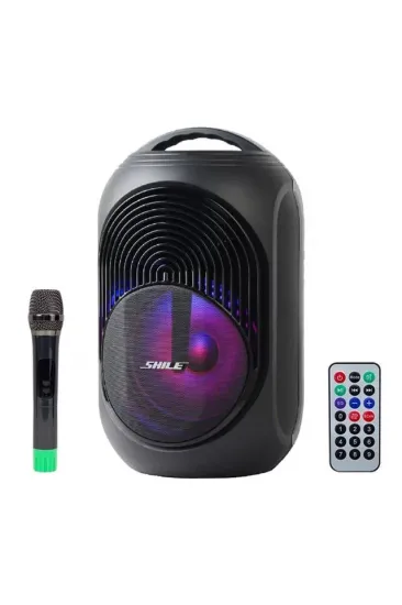 Shile Sl-2018a El Mikrofonlu-kumandalı Usb/sd/bt Işıklı Taşınabilir Şarjlı Seyyar Anfi
