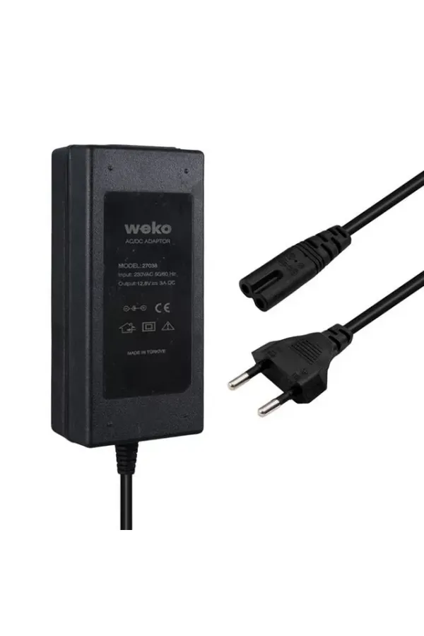 Weko 12.6 Volt - 3 Amper Krokodil Uçlu Ledli Yerli Üretim Masaüstü Şarj Adaptörü
