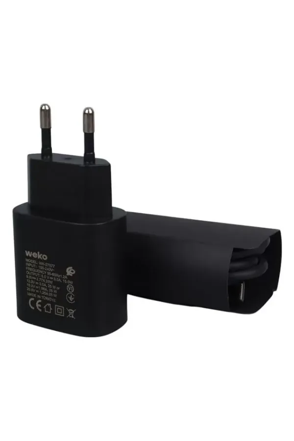 Weko Wk-27877 Note10 Siyah 25 Watt Şarj Başlık Adaptörü + Type-c To Type-c Kablo