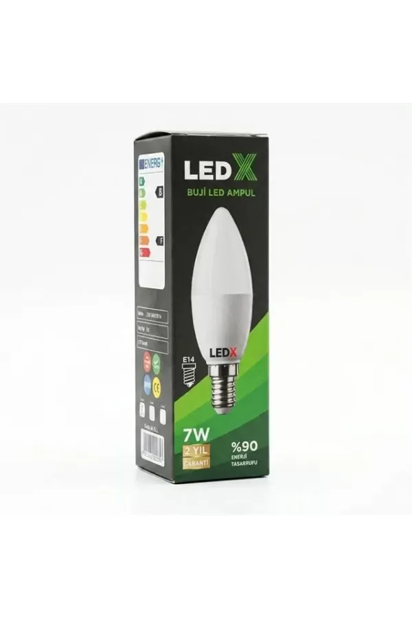 Ledx Al-eel İnce E14 Duy 7 Watt Beyaz Işık Buji Led Ampul Ledx Al-eel İnce E14 Duy 7 Watt Beyaz Işık Buji Led Ampul