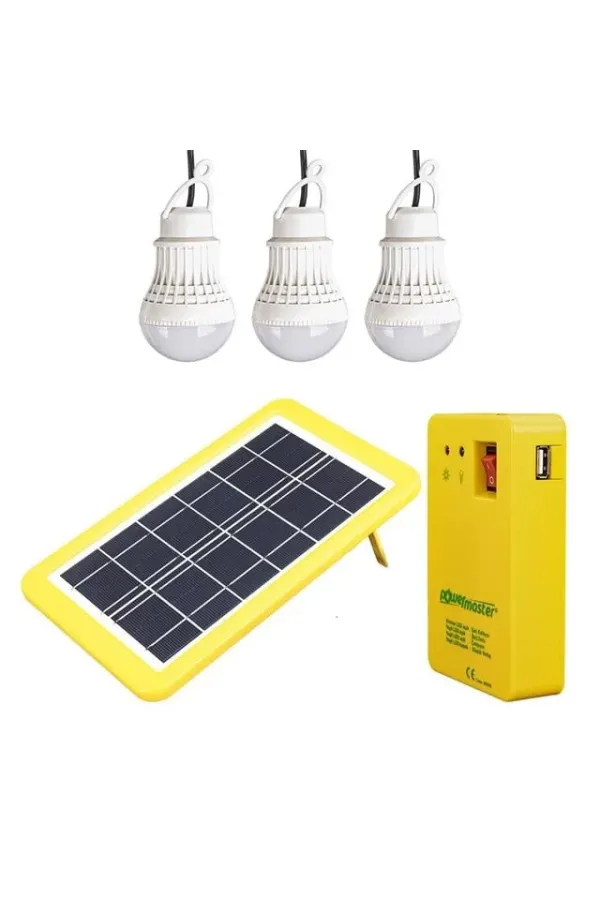 Powermaster Solar Aydınlatma Seti Çok Uçlu 3 Ampullü Powermaster Solar Aydınlatma Seti Çok Uçlu 3 Ampullü