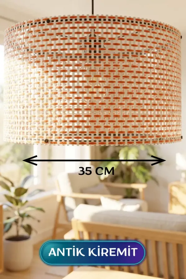 Antik Kiremit Hasır Kumaş Başlıklı Sarkıt Avize 35 Cm Antik Kiremit Hasır Kumaş Başlıklı Sarkıt Avize 35 Cm