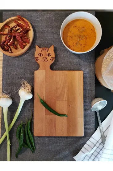Kedi Desenli  Doğrama Tahtası, Kesme Tahtası, Sunumluk