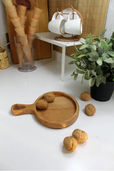 Ahşap Çerezlik ve Meyvelik Oval Sunum Tepsisi Saplı
