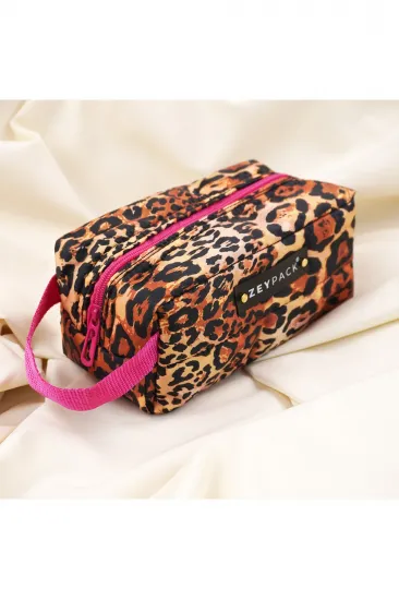 Leopar Desenli Makyaj Çantası | Yıkanabilir Seyahat Organizeri 20x10x10cm